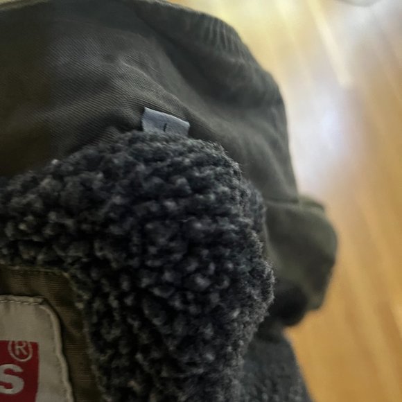 Levi's Men's Knit Collar Cotton Canvas Shell Trucker Jacket Olive LARGE - Picture 5 of 10